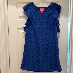 Lilly Pulitzer Blue Sleeveless V-Neck A-Line Dress